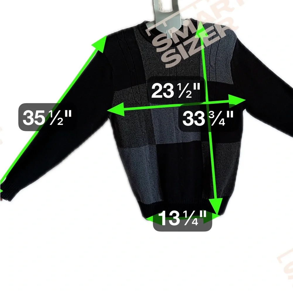 Dockers Men's Charcoal, Black & Grey Monochrome Plaid Pullover Sweater,Retro Sty